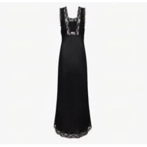 Rumored Black Sheer Maxi Slip Dress S Whimsygoth Romance Dark Lace Midnight Chic - Picture 1 of 9